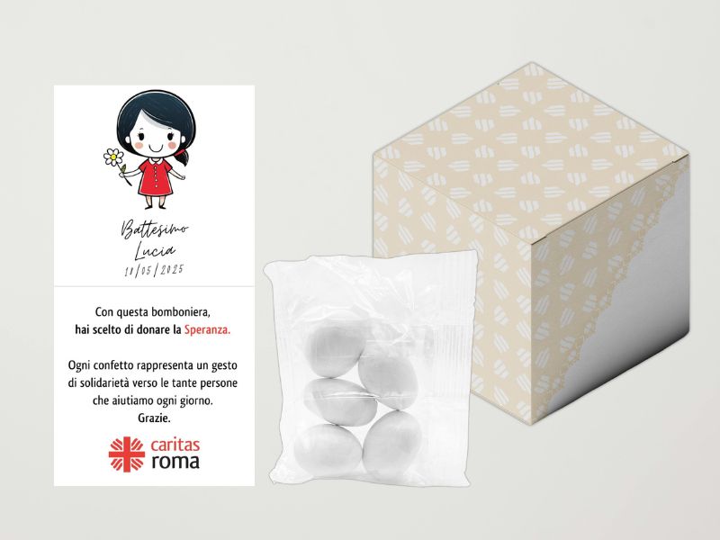 Bomboniera crema- Battesimo bimba